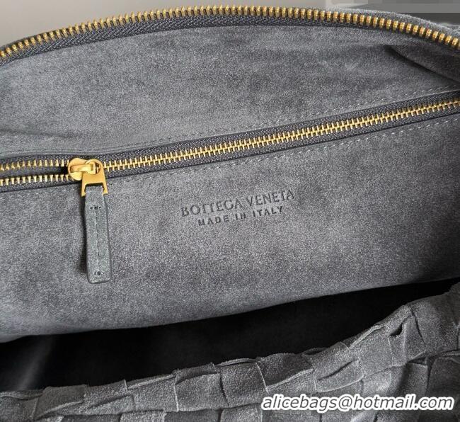 Famous Brand Bottega Veneta Small Jodie Hobo Bag in Intrecciato Suede Leather 600261 Grey 2026