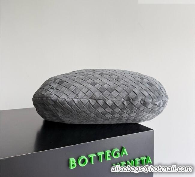 Famous Brand Bottega Veneta Small Jodie Hobo Bag in Intrecciato Suede Leather 600261 Grey 2026