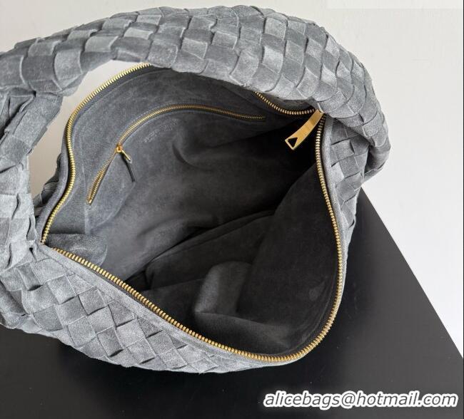 Famous Brand Bottega Veneta Small Jodie Hobo Bag in Intrecciato Suede Leather 600261 Grey 2026