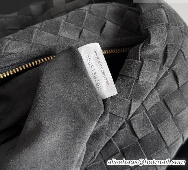 Famous Brand Bottega Veneta Small Jodie Hobo Bag in Intrecciato Suede Leather 600261 Grey 2026