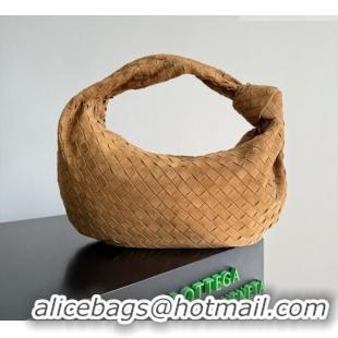 Best Quality Bottega Veneta Small Jodie Hobo Bag in Intrecciato Suede Leather 600261 Brown 2026