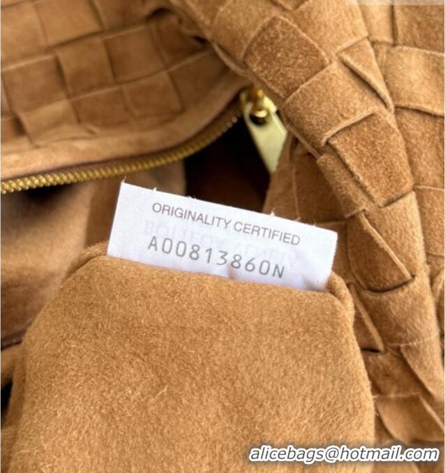 Best Quality Bottega Veneta Small Jodie Hobo Bag in Intrecciato Suede Leather 600261 Brown 2026