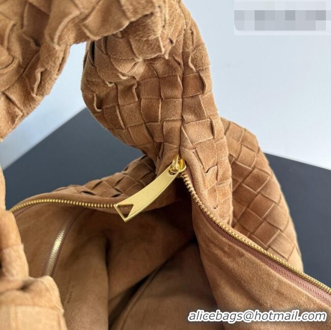 Best Quality Bottega Veneta Small Jodie Hobo Bag in Intrecciato Suede Leather 600261 Brown 2026