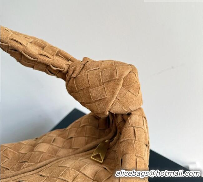 Best Quality Bottega Veneta Small Jodie Hobo Bag in Intrecciato Suede Leather 600261 Brown 2026