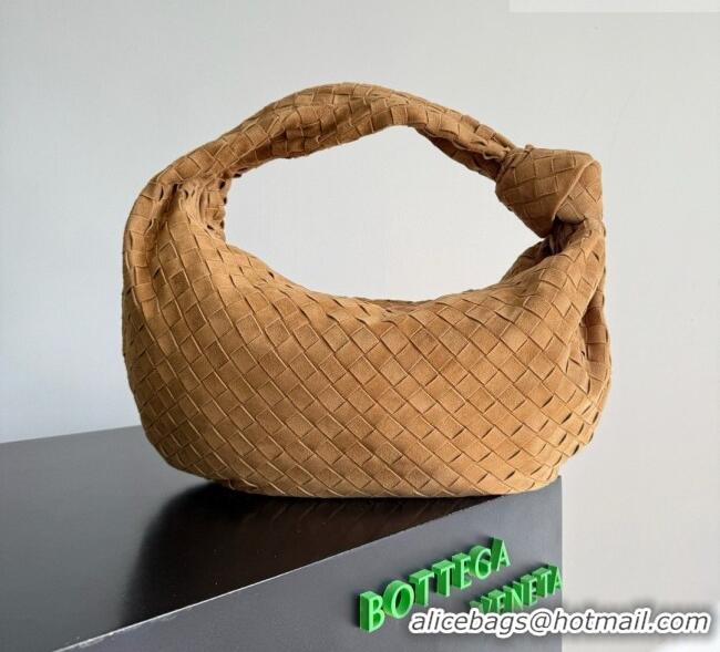 Best Quality Bottega Veneta Small Jodie Hobo Bag in Intrecciato Suede Leather 600261 Brown 2026
