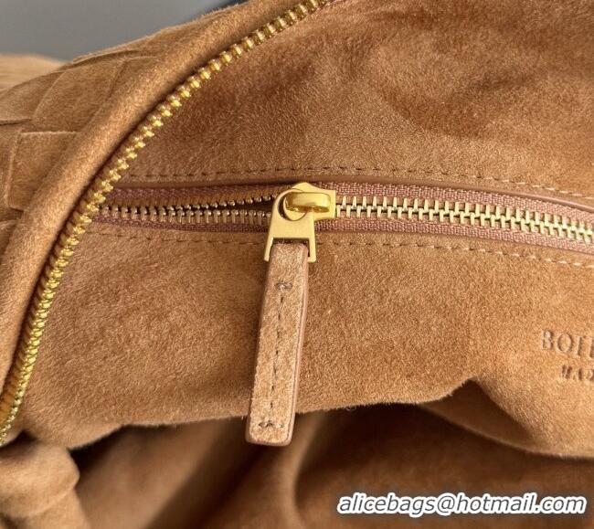 Best Quality Bottega Veneta Small Jodie Hobo Bag in Intrecciato Suede Leather 600261 Brown 2026