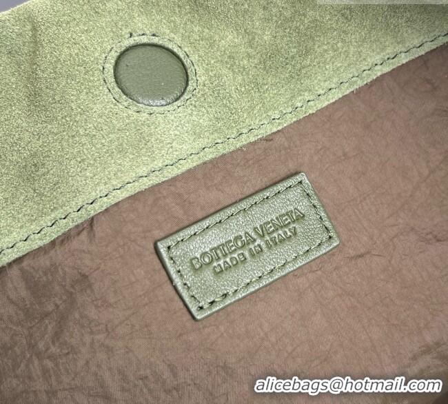 Fashion Discount Bottega Veneta Giorno Shoulder Bag in Intrecciato Suede 857657 Green 2026