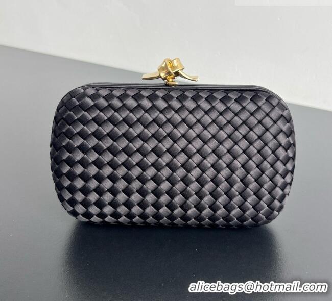 Best Grade Bottega Veneta Classic Knot Clutch in Intreccio Satin 876904 Black/Gold 2026