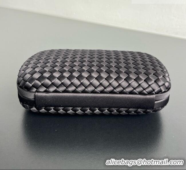Best Grade Bottega Veneta Classic Knot Clutch in Intreccio Satin 876904 Black/Gold 2026