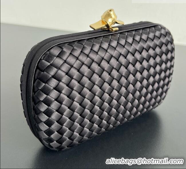 Best Grade Bottega Veneta Classic Knot Clutch in Intreccio Satin 876904 Black/Gold 2026