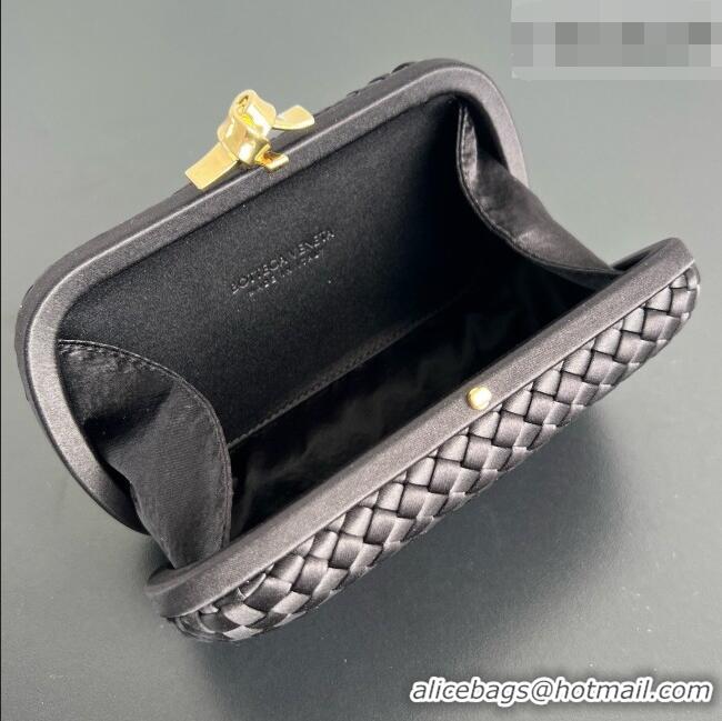 Best Grade Bottega Veneta Classic Knot Clutch in Intreccio Satin 876904 Black/Gold 2026