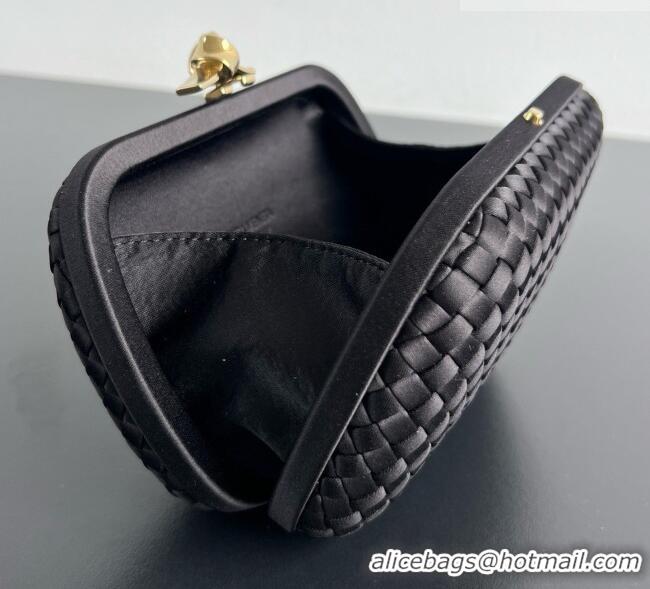 Best Grade Bottega Veneta Classic Knot Clutch in Intreccio Satin 876904 Black/Gold 2026