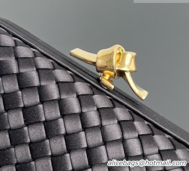 Best Grade Bottega Veneta Classic Knot Clutch in Intreccio Satin 876904 Black/Gold 2026