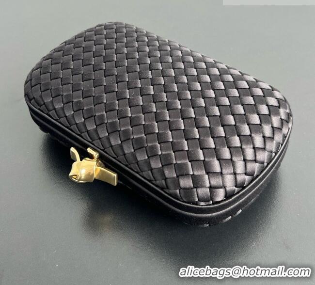 Best Grade Bottega Veneta Classic Knot Clutch in Intreccio Satin 876904 Black/Gold 2026