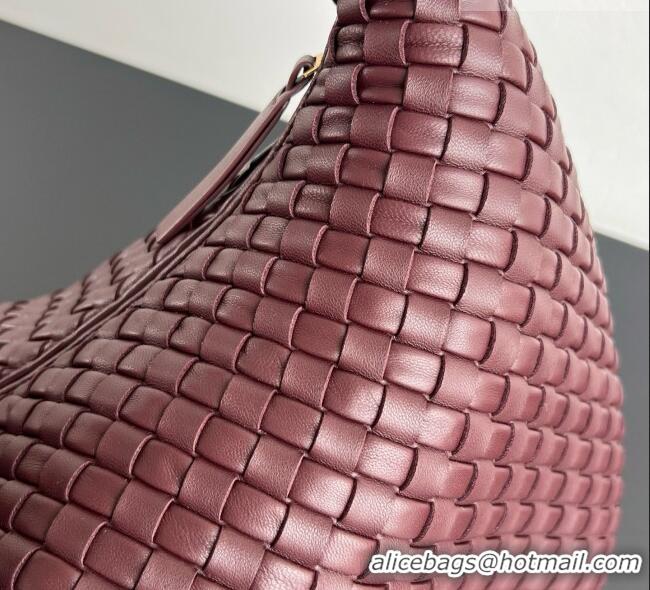 Top Grade Bottega Veneta Maxi Veneta Hobo Bag in Intrecciato Leather 856739 Burgundy 2026