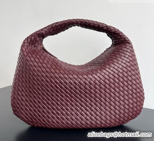 Top Grade Bottega Veneta Maxi Veneta Hobo Bag in Intrecciato Leather 856739 Burgundy 2026