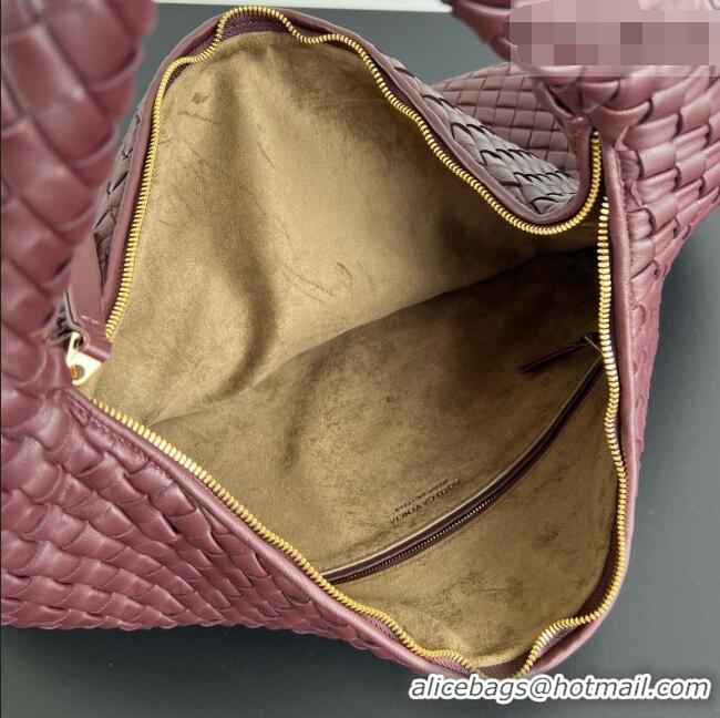 Top Grade Bottega Veneta Maxi Veneta Hobo Bag in Intrecciato Leather 856739 Burgundy 2026