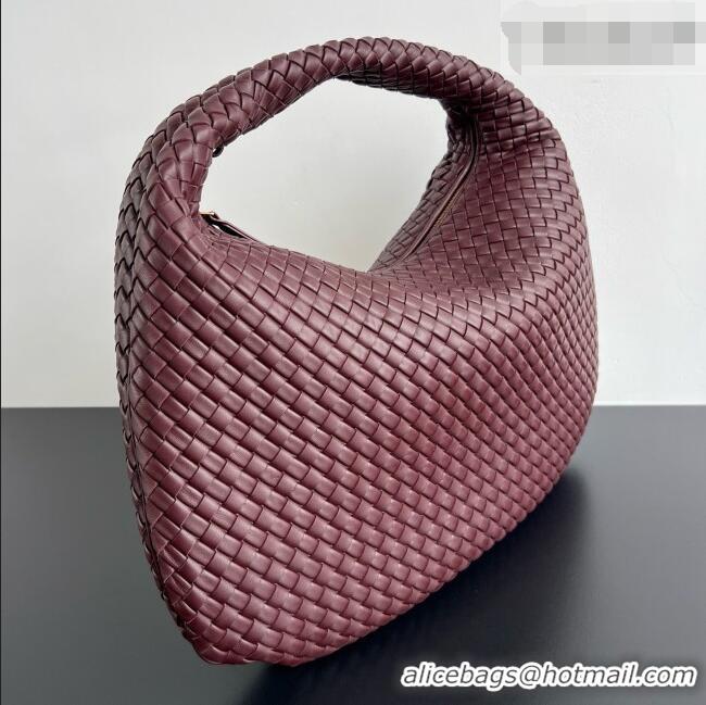Top Grade Bottega Veneta Maxi Veneta Hobo Bag in Intrecciato Leather 856739 Burgundy 2026