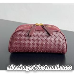 Shop Grade Bottega Veneta Small Nodo Pouch in Intrecciato Leather 876510 Burgundy 2026