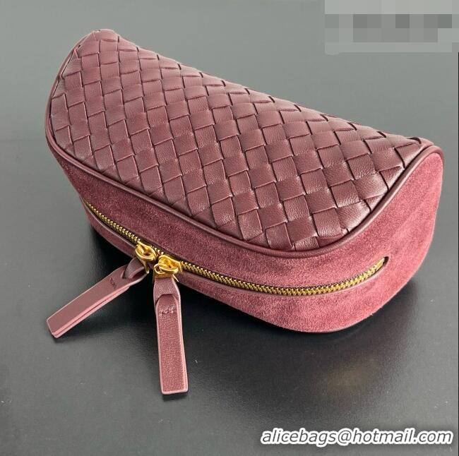 Shop Grade Bottega Veneta Small Nodo Pouch in Intrecciato Leather 876510 Burgundy 2026