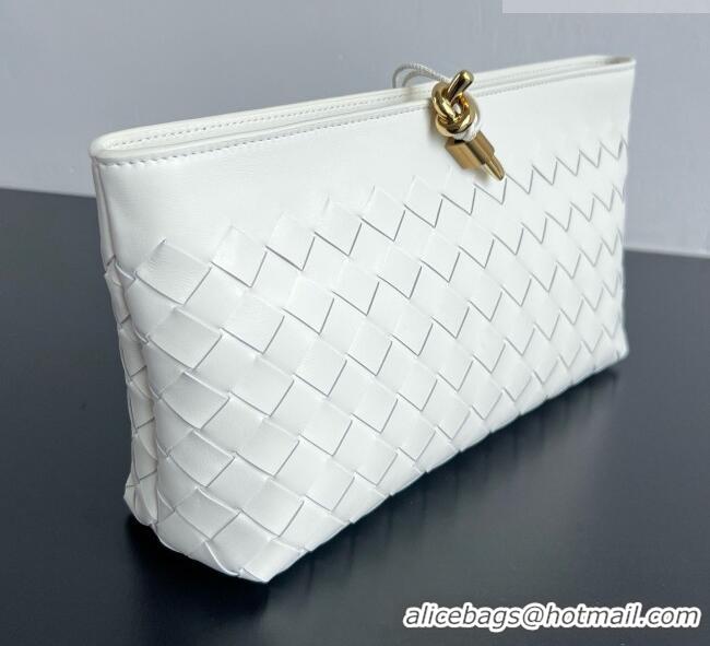 Big Discount Bottega Veneta Andiamo Boat Pouch in Intrecciato Leather 876344 White 2026