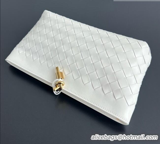 Big Discount Bottega Veneta Andiamo Boat Pouch in Intrecciato Leather 876344 White 2026