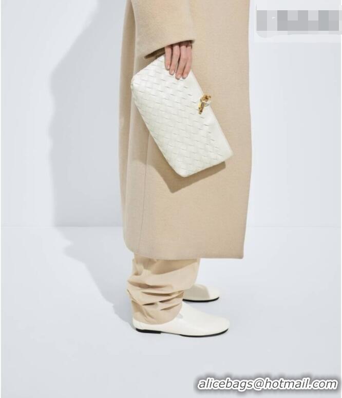 Big Discount Bottega Veneta Andiamo Boat Pouch in Intrecciato Leather 876344 White 2026