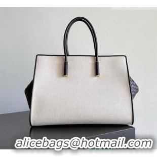 Grade Price Bottega Veneta Barbara Tote Bag in Canvas/Leather 868327 Fondant Brown/Natual 2026