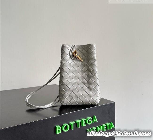 Buy Fashionable Bottega Veneta Andiamo Phone Pouch in Intrecciato Leather 843890 Grey 2026