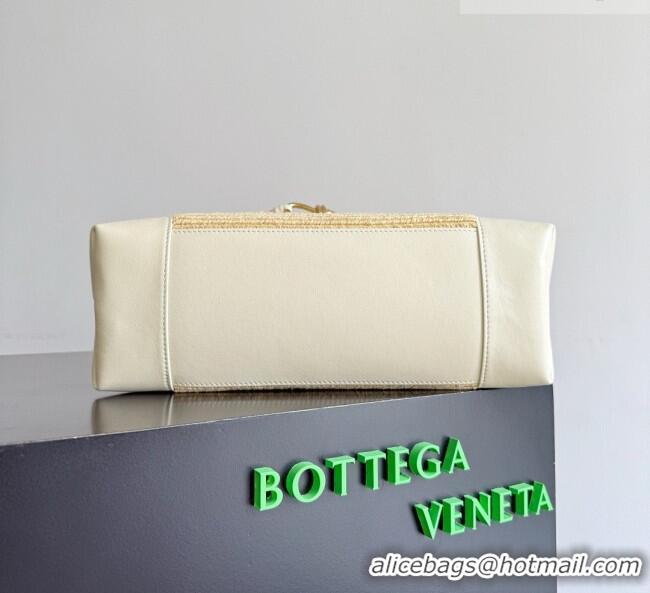 New Cheap Bottega Veneta Medium Andiamo Bag in Raffia Straw and Leather BV082664 Beige/White 2026