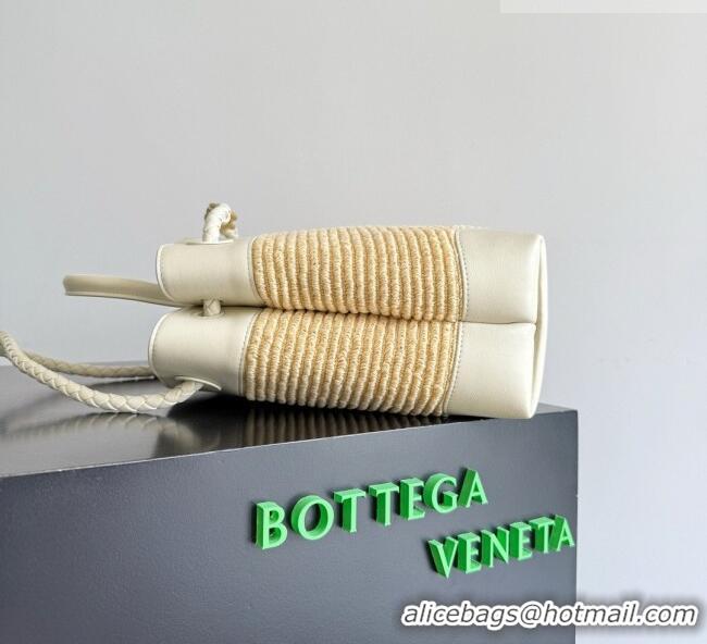 New Cheap Bottega Veneta Medium Andiamo Bag in Raffia Straw and Leather BV082664 Beige/White 2026