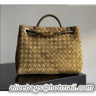 Free Shipping Bottega Veneta Medium Andiamo Bag in Intrecciato Suede BV082666 Green 2026