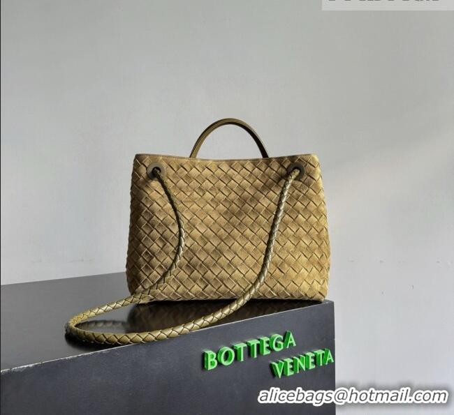 Free Shipping Bottega Veneta Medium Andiamo Bag in Intrecciato Suede BV082666 Green 2026