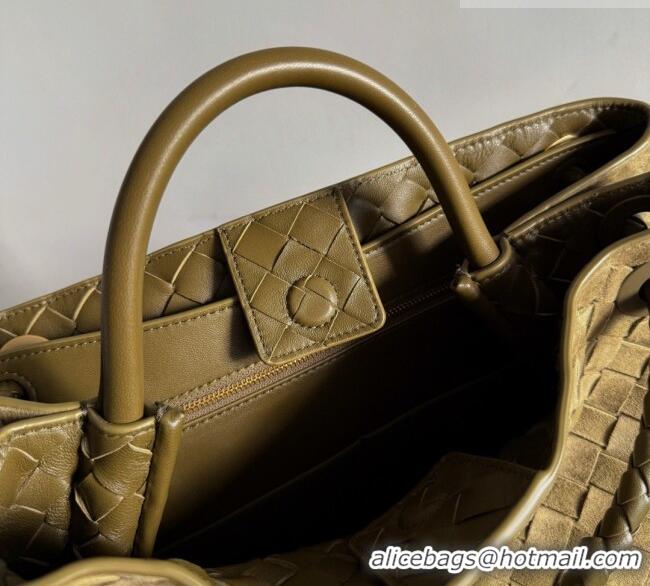 Free Shipping Bottega Veneta Medium Andiamo Bag in Intrecciato Suede BV082666 Green 2026