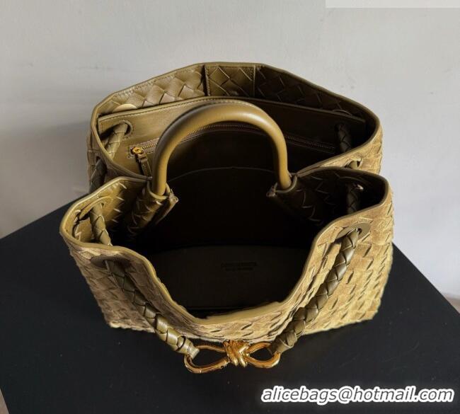 Free Shipping Bottega Veneta Medium Andiamo Bag in Intrecciato Suede BV082666 Green 2026