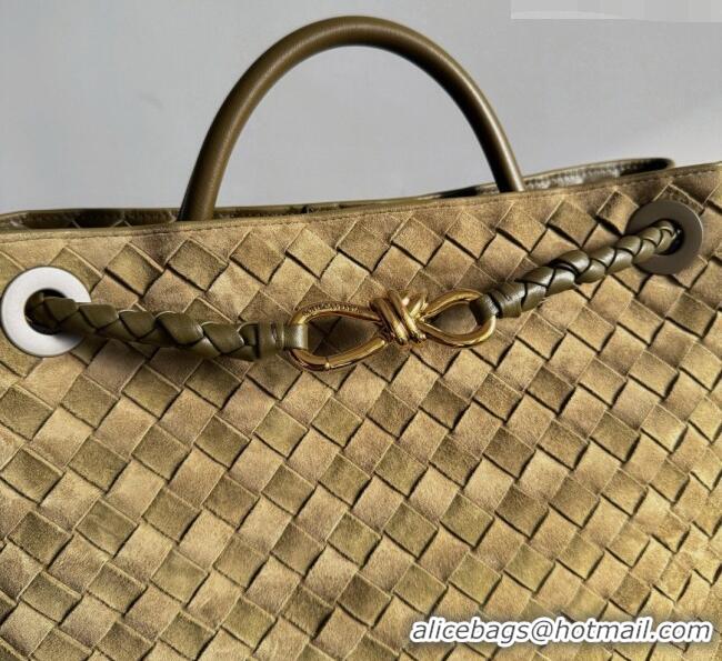 Free Shipping Bottega Veneta Medium Andiamo Bag in Intrecciato Suede BV082666 Green 2026