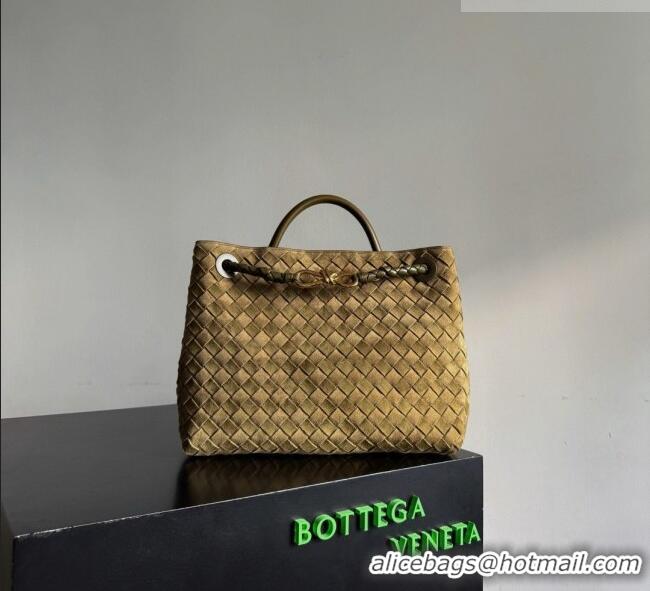 Free Shipping Bottega Veneta Medium Andiamo Bag in Intrecciato Suede BV082666 Green 2026