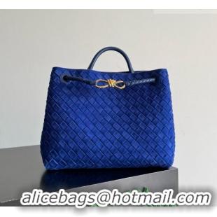 New Discount Bottega Veneta Medium Andiamo Bag in Intrecciato Suede BV082667 Blue 2026