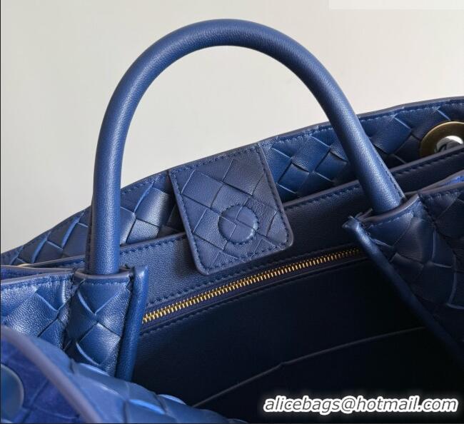 New Discount Bottega Veneta Medium Andiamo Bag in Intrecciato Suede BV082667 Blue 2026