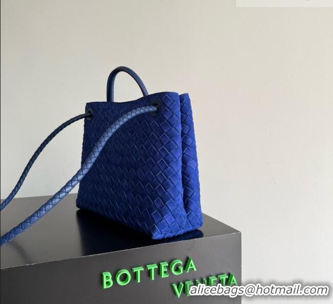 New Discount Bottega Veneta Medium Andiamo Bag in Intrecciato Suede BV082667 Blue 2026