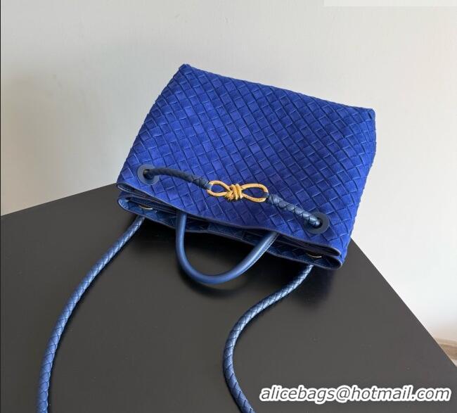 New Discount Bottega Veneta Medium Andiamo Bag in Intrecciato Suede BV082667 Blue 2026