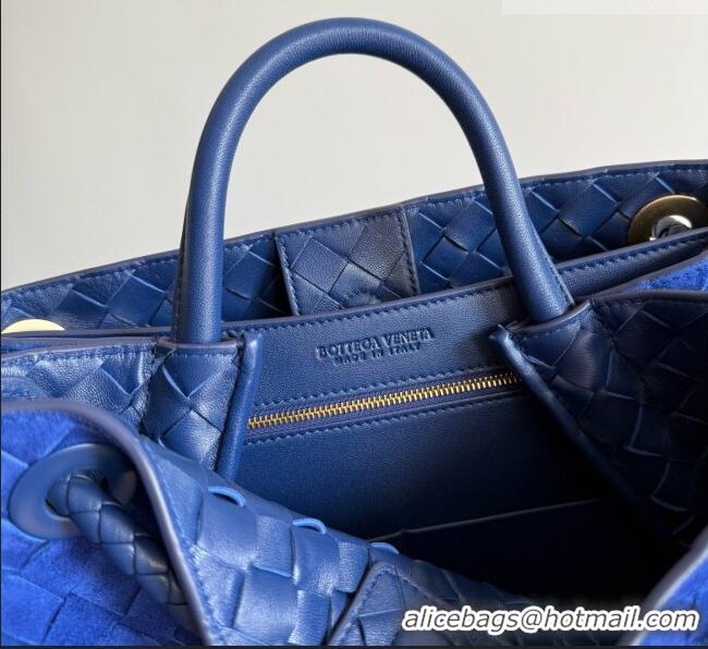 New Discount Bottega Veneta Medium Andiamo Bag in Intrecciato Suede BV082667 Blue 2026