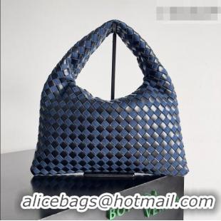 Inexpensive Bottega Veneta Small Hop Hobo Bag Intrecciato Leather and Denim BV082703 Blue 2026