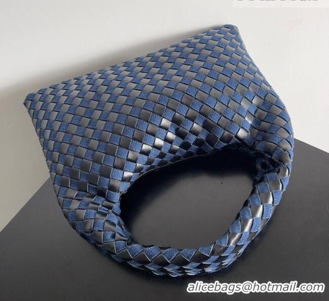 Inexpensive Bottega Veneta Small Hop Hobo Bag Intrecciato Leather and Denim BV082703 Blue 2026
