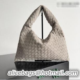 Top Quality Bottega Veneta Small Hop Hobo Bag Intrecciato Suede BV082705 Grey 2026
