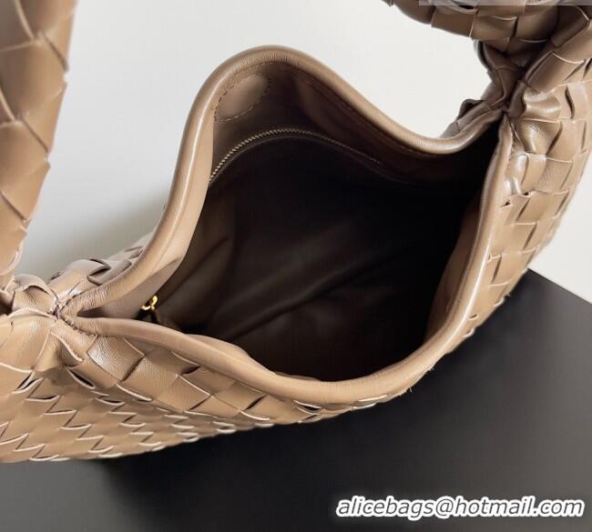 Free Shipping Bottega Veneta Small Hop Hobo Bag Intrecciato Leather BV082706 Khaki Brown 2026