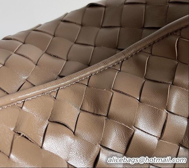 Free Shipping Bottega Veneta Small Hop Hobo Bag Intrecciato Leather BV082706 Khaki Brown 2026