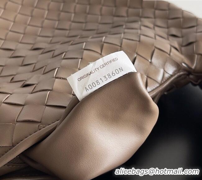 Free Shipping Bottega Veneta Small Hop Hobo Bag Intrecciato Leather BV082706 Khaki Brown 2026