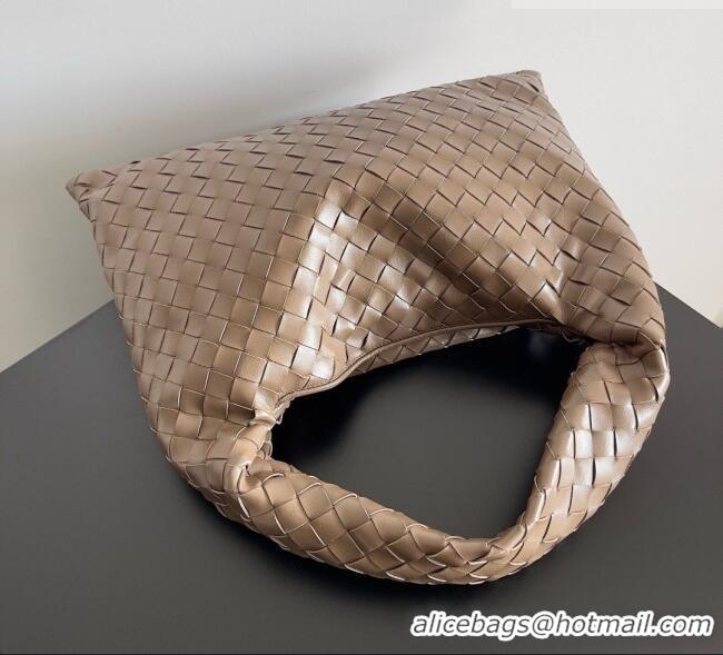 Free Shipping Bottega Veneta Small Hop Hobo Bag Intrecciato Leather BV082706 Khaki Brown 2026