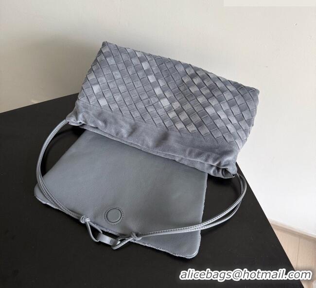 High Quality Bottega Veneta Giorno Shoulder Bag in Intrecciato Suede 857657 Grey 2026